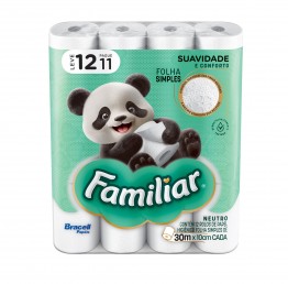 Papel Higiênico F.simples Familiar C/12 30mt (72 Rolos)