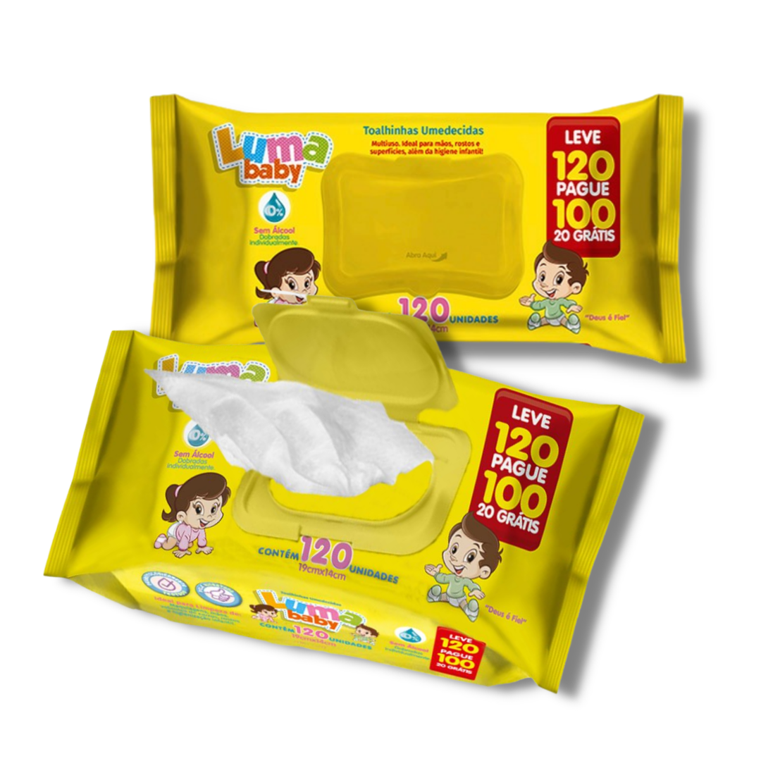 Lenco Umedecido Luma Baby C/120 Papel, Plástico & Cia Embalagens