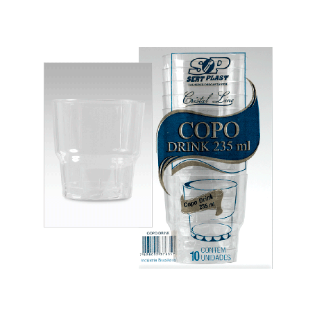 Copo 235ml Acr Sert Plast C/10 Cr Drink